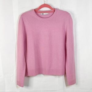 ZARA Pink Knit Crewneck Sweater – Women’s Large